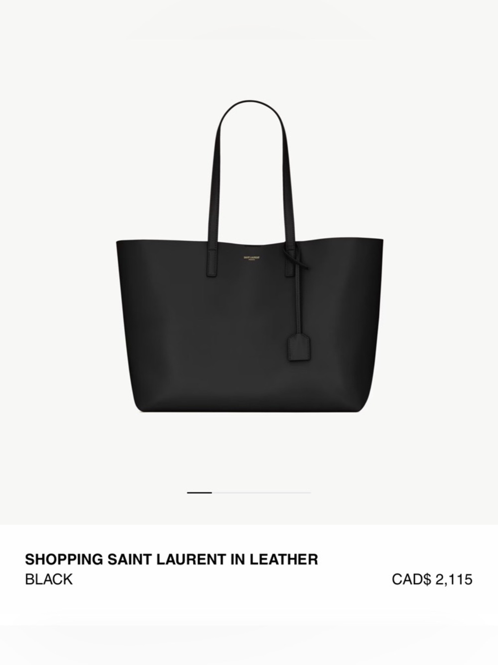 Saint Laurent Black Leather Tote with Tag Charm